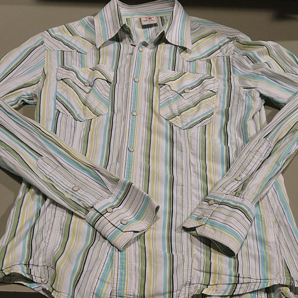 True religion snap down shirt size M 100% cotton